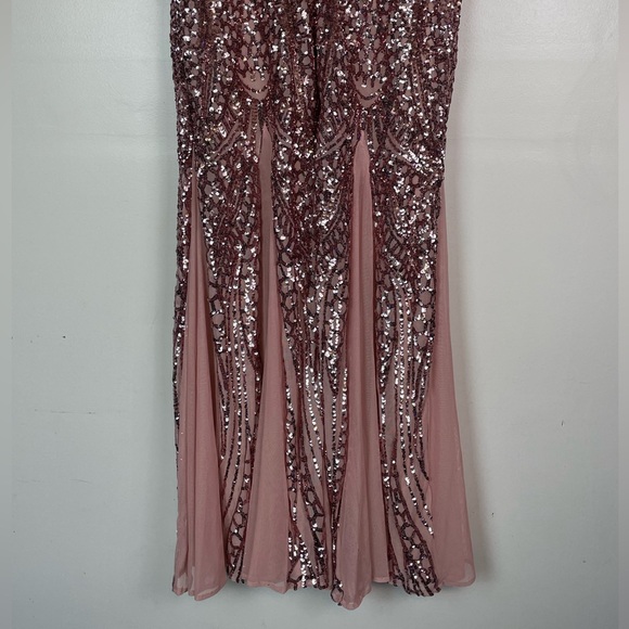 Night Way Sparkly Cocktail Evening Gown Dress Pink Size 10 - Picture 6 of 8